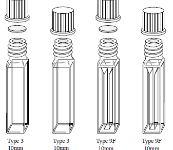 3 and 9F-Q-10-GL14 Fluorescence cell with screw cap